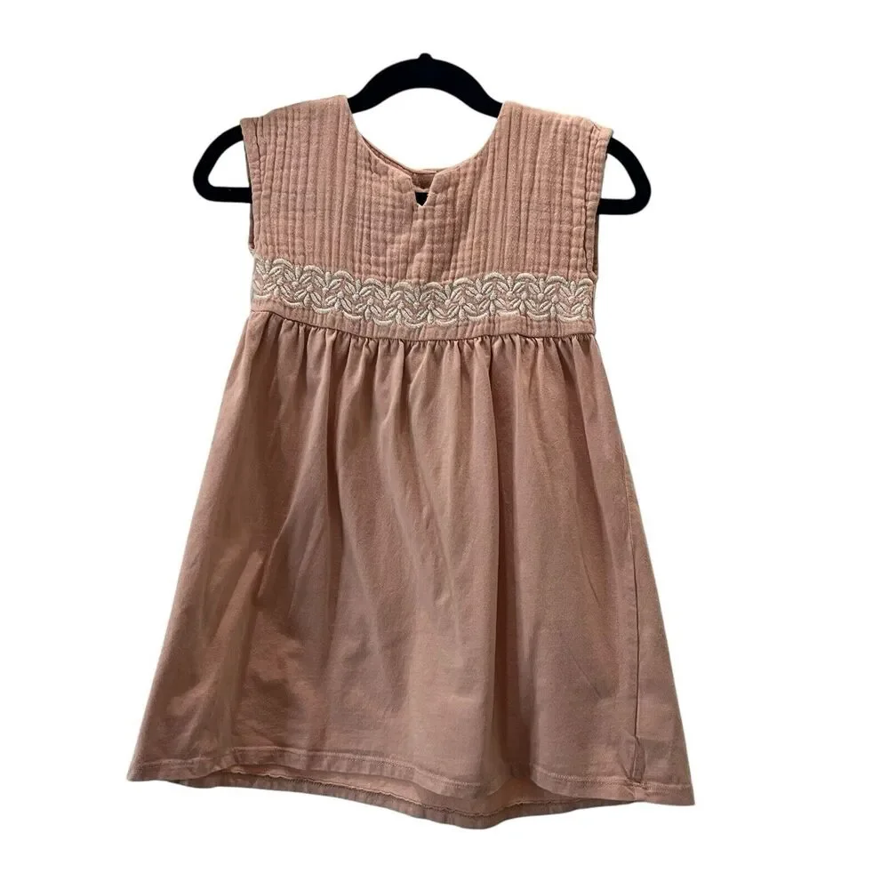 Baby Gap Light Pink Brushed Cotton Embroidered Boho Cottage Core Dress Girls 4T